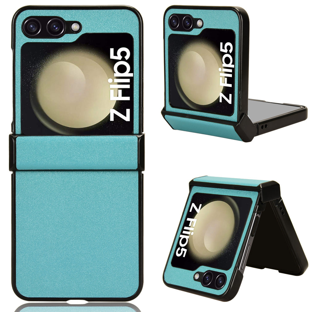 For Samsung Galaxy Z Flip5 5G PU Leather Coated PC Phone Case Hinge Protection Sand-like Texture Cover For Samsung Galaxy Z Flip5 5G PU Leather Coated PC Phone Case Hinge Protection Sand-like Texture Cover